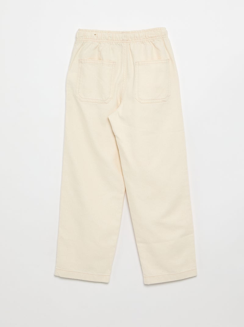 Pantalón de sarga con cordones ajustables Blanco - Kiabi