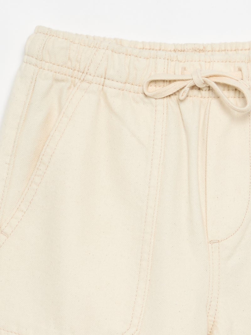 Pantalón de sarga con cordones ajustables Blanco - Kiabi