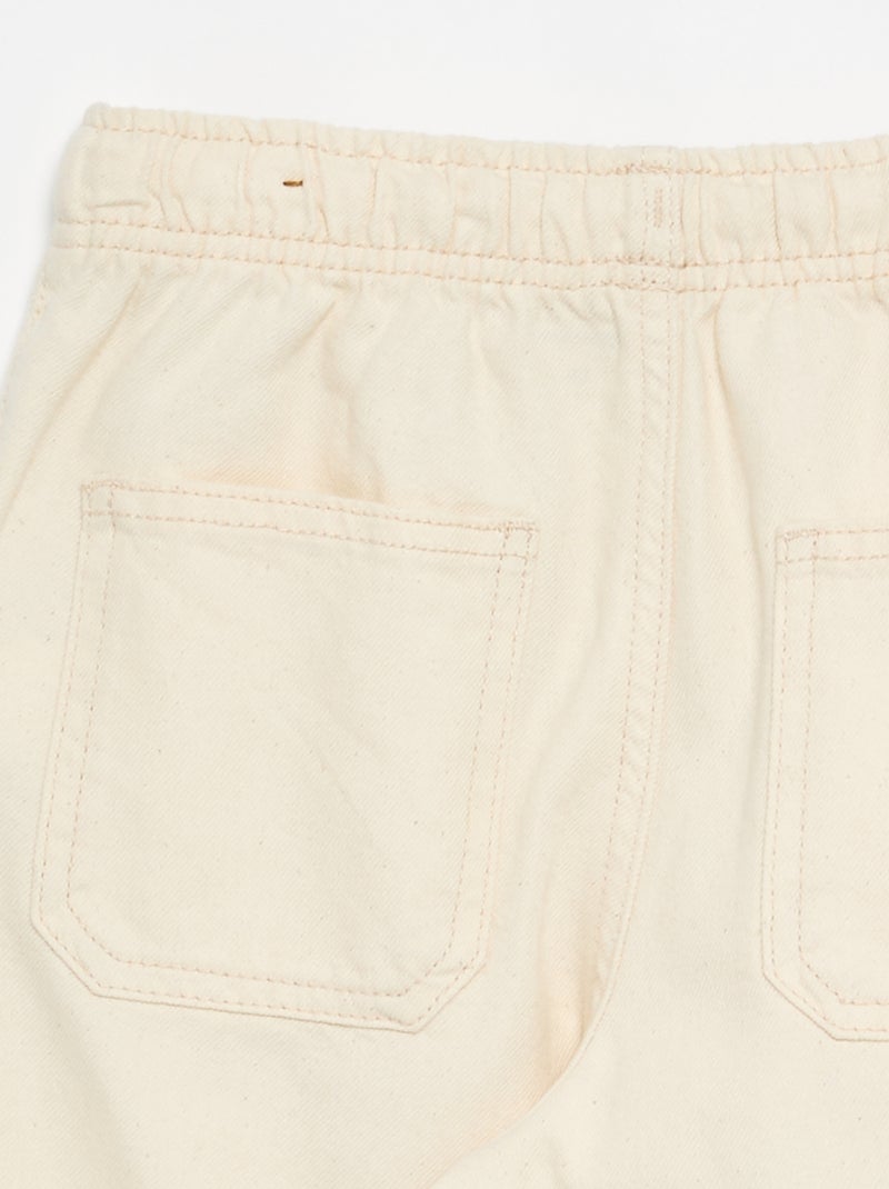 Pantalón de sarga con cordones ajustables Blanco - Kiabi
