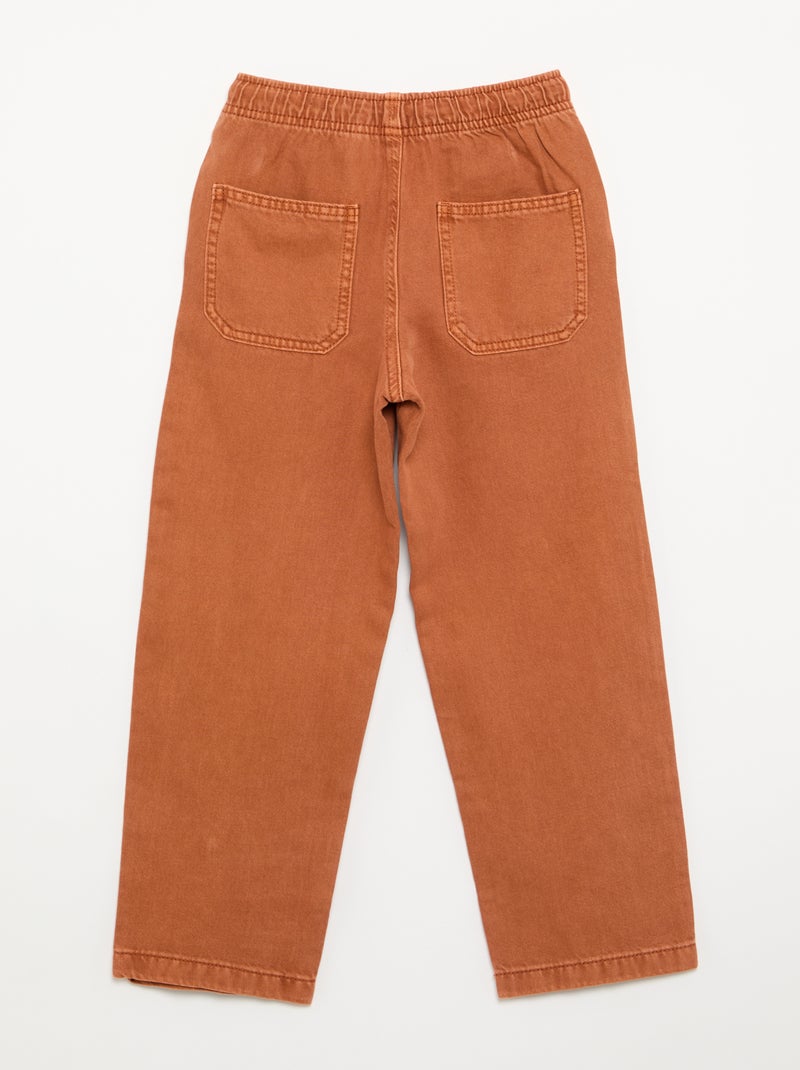 Pantalón de sarga con cordones ajustables Naranja - Kiabi