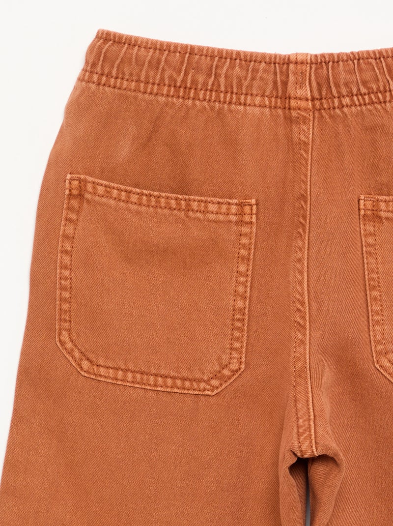 Pantalón de sarga con cordones ajustables Naranja - Kiabi