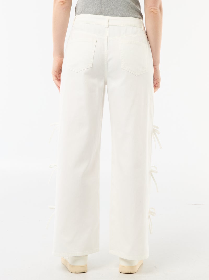 Pantalón de sarga con nudos en los laterales Blanco - Kiabi