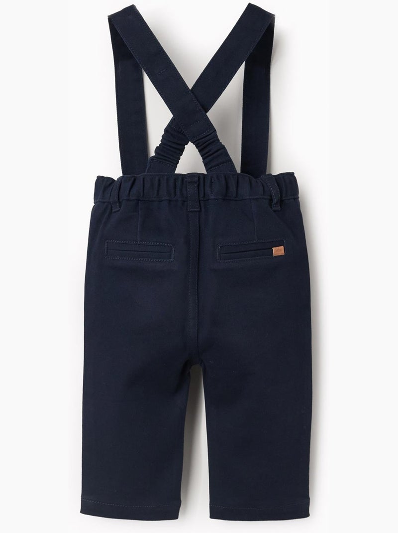 Pantalón de sarga con tirantes Azul oscuro - Kiabi