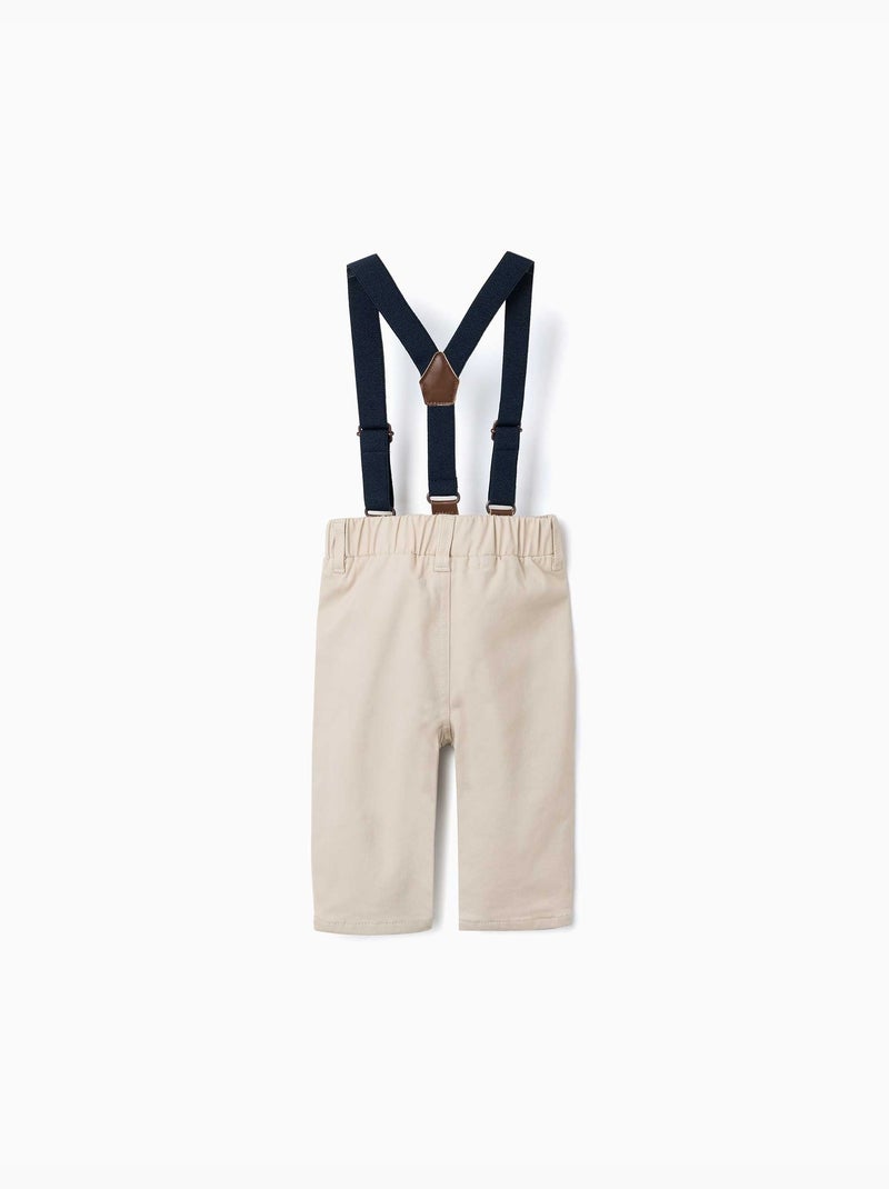 Pantalón de sarga con tirantes Beige claro - Kiabi