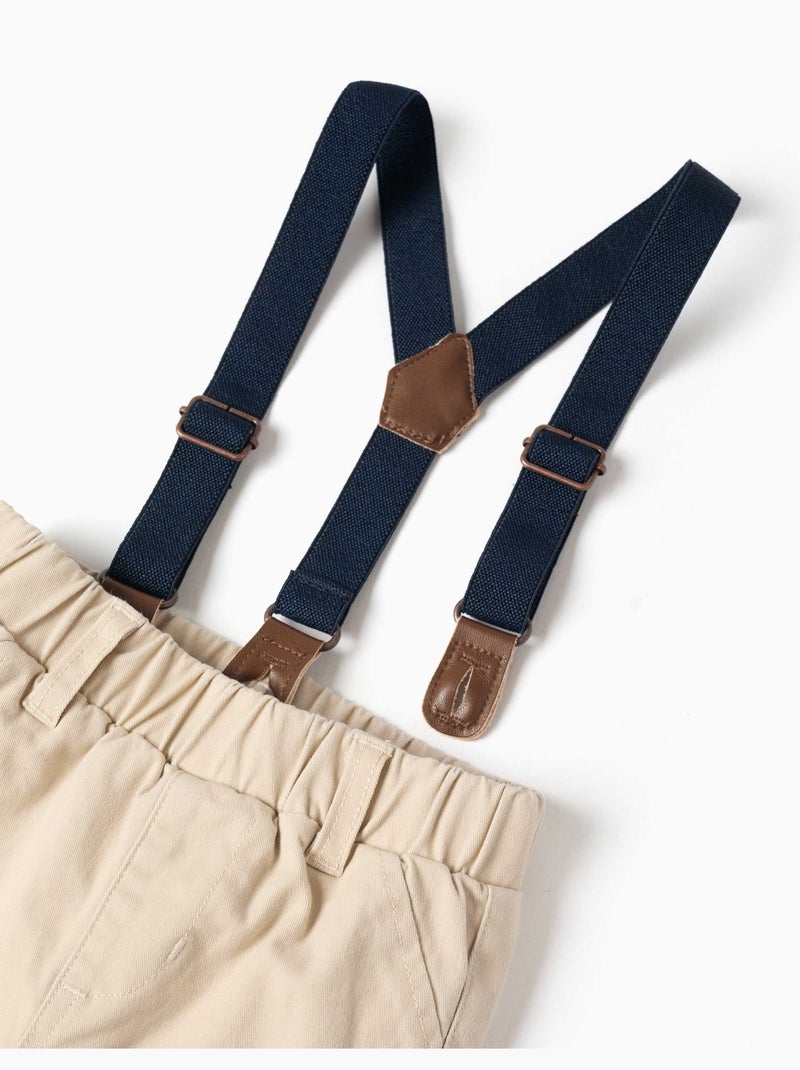 Pantalón de sarga con tirantes Beige claro - Kiabi