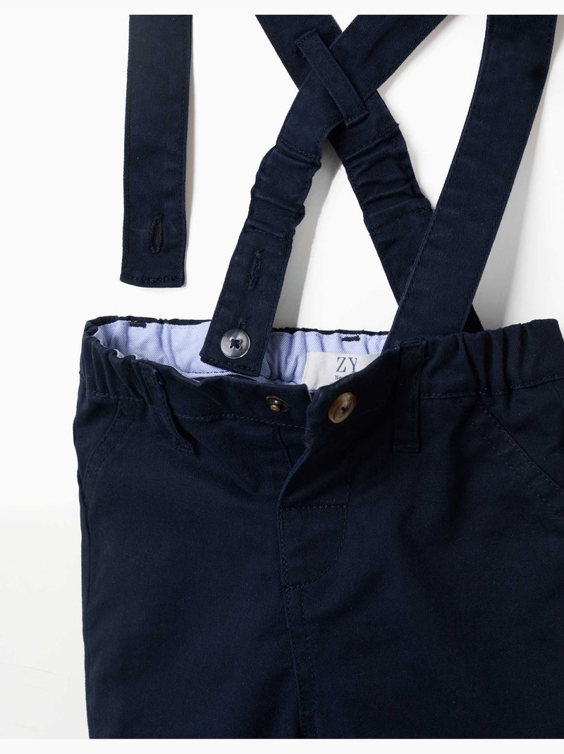 Pantalón de sarga con tirantes desmontables Azul oscuro - Kiabi