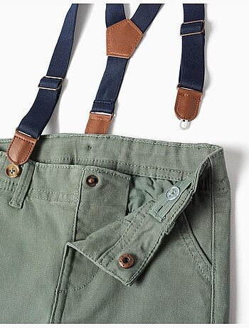 Pantalón de sarga con tirantes desmontables