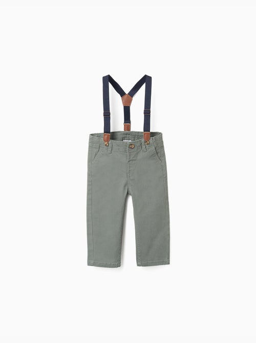 Pantalón de sarga con tirantes desmontables - Kiabi