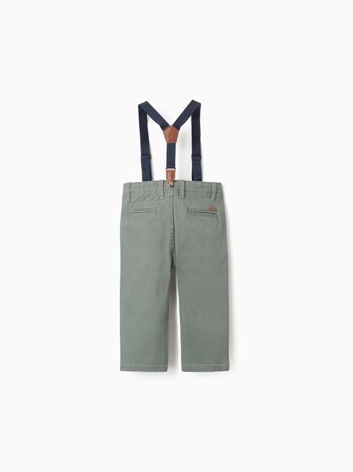 Pantalón de sarga con tirantes desmontables - Kiabi