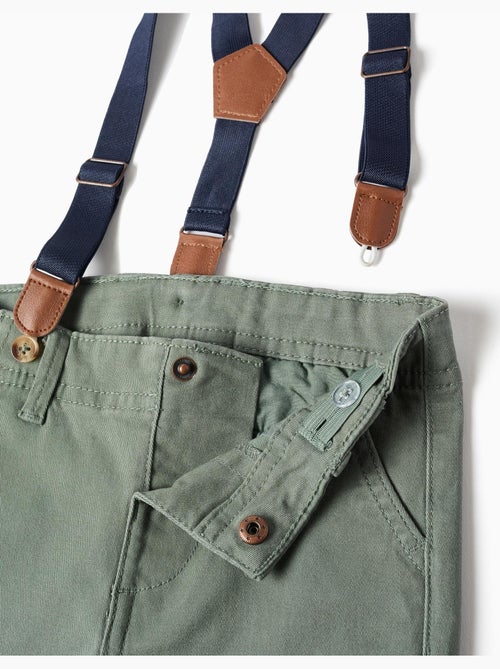 Pantalón de sarga con tirantes desmontables - Kiabi