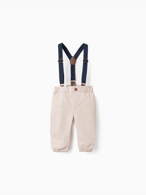 Pantalón de sarga con tirantes extraíbles - Kiabi