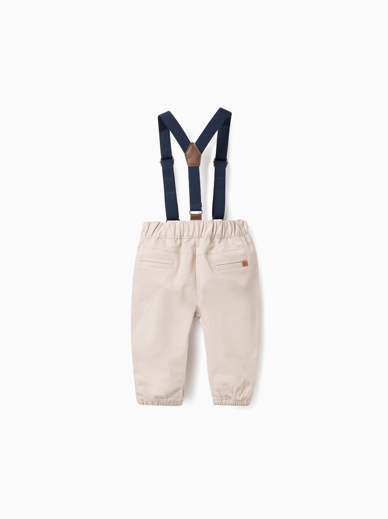 Pantalón de sarga con tirantes extraíbles Gris claro - Kiabi