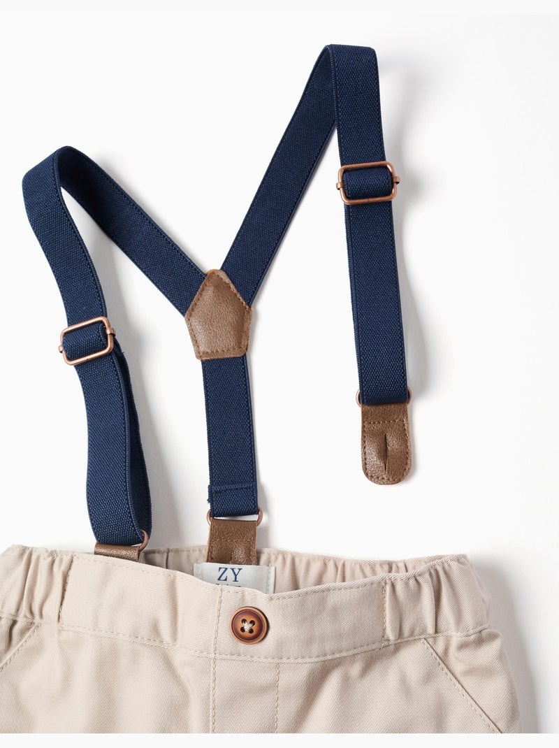 Pantalón de sarga con tirantes extraíbles Gris claro - Kiabi