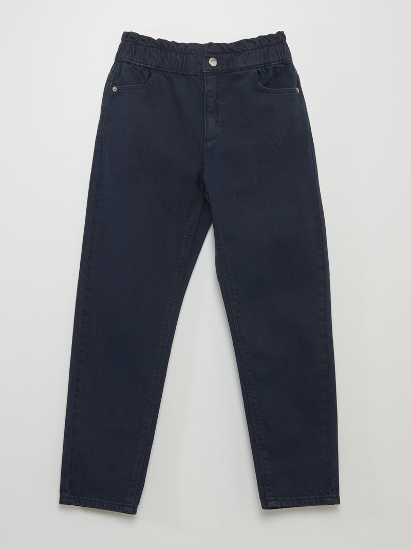 Pantalón de sarga con volante en la cintura azul - Kiabi