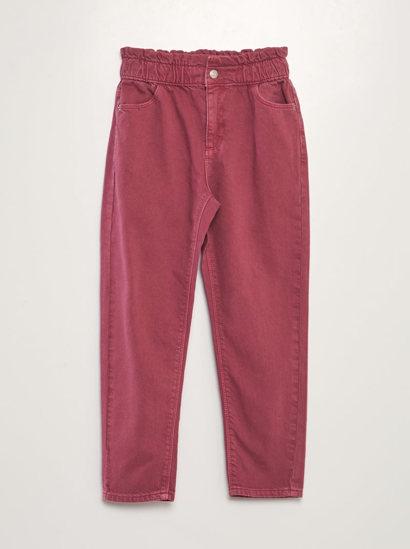 Pantalón de sarga con volante en la cintura PURPURA - Kiabi