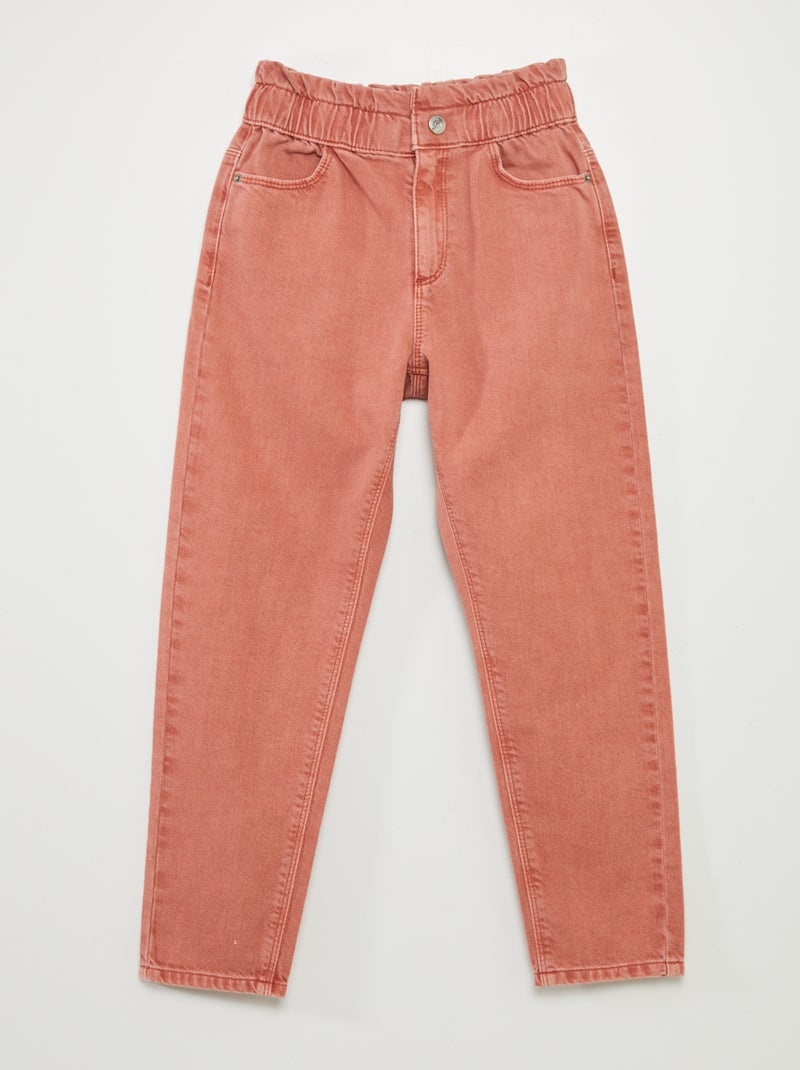Pantalón de sarga con volante en la cintura ROSA - Kiabi
