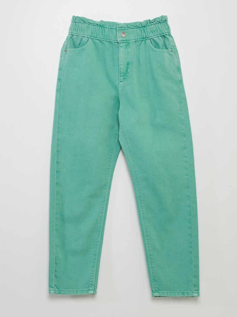 Pantalón de sarga con volante en la cintura VERDE - Kiabi