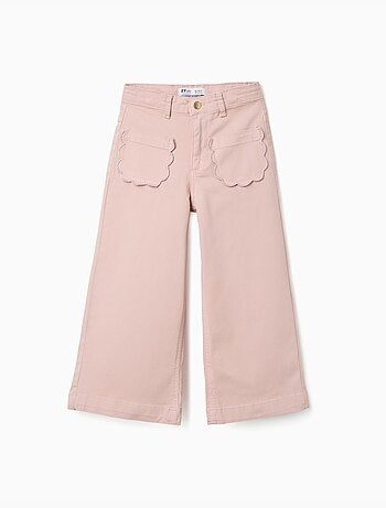 Pantalón de sarga de pierna ancha con bolsillos delanteros