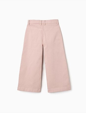 Pantalón de sarga de pierna ancha con bolsillos delanteros