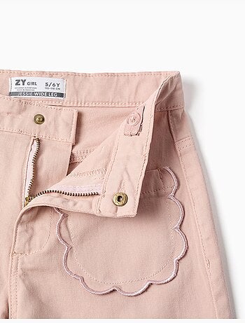 Pantalón de sarga de pierna ancha con bolsillos delanteros
