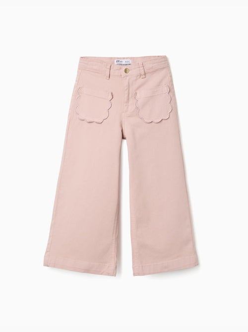 Pantalón de sarga de pierna ancha con bolsillos delanteros - Kiabi