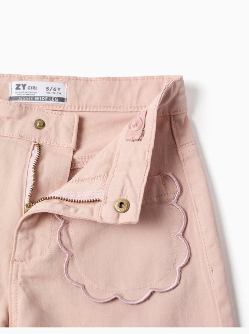 Pantalón de sarga de pierna ancha con bolsillos delanteros - Kiabi