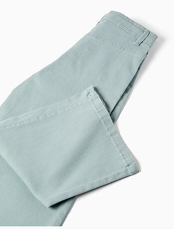 Pantalón de sarga de pierna ancha con tachuelas