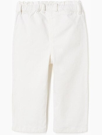 Pantalón de sarga de pierna ancha paperbag