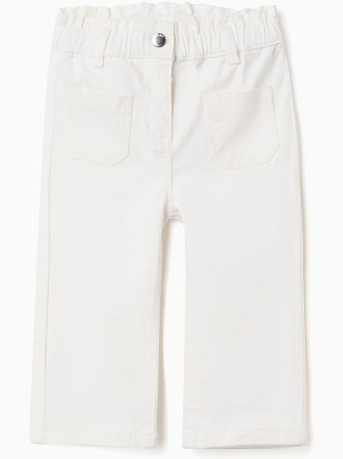 Pantalón de sarga de pierna ancha paperbag - Kiabi