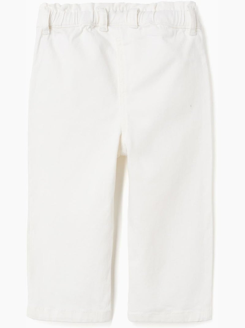 Pantalón de sarga de pierna ancha paperbag Blanco - Kiabi