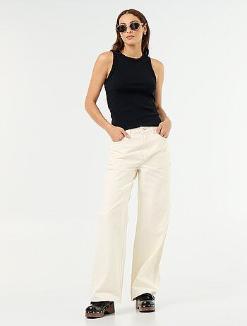 Pantalón de sarga de talle alto corte wide leg