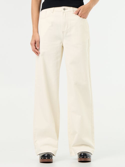 Pantalón de sarga de talle alto corte wide leg - Kiabi