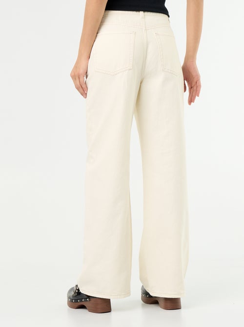 Pantalón de sarga de talle alto corte wide leg - Kiabi