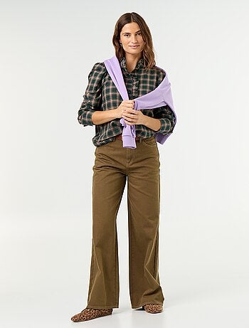Pantalón de sarga de talle alto corte wide leg
