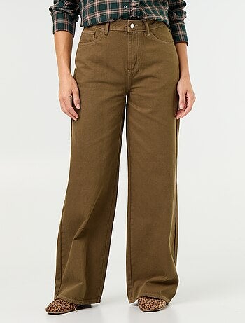 Pantalón de sarga de talle alto corte wide leg