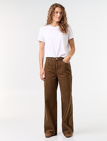 Pantalón de sarga de talle alto corte wide leg