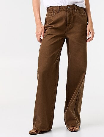 Pantalón de sarga de talle alto corte wide leg