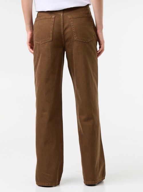 Pantalón de sarga de talle alto corte wide leg - Kiabi Pantalón de sarga de talle alto corte wide leg - Kiabi