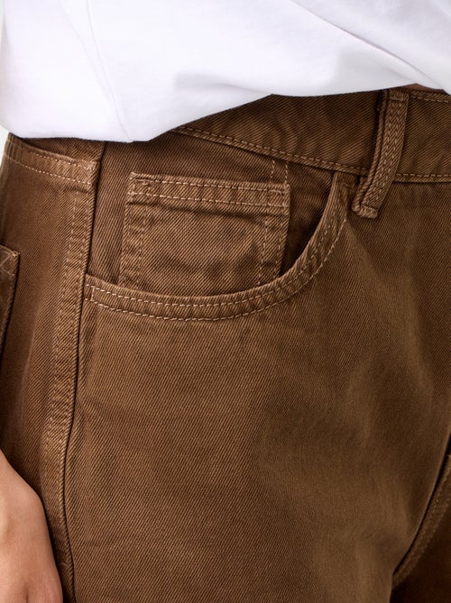Pantalón de sarga de talle alto corte wide leg - Kiabi Pantalón de sarga de talle alto corte wide leg - Kiabi
