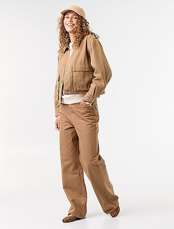 Pantalón de sarga de talle alto corte wide leg