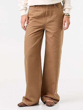 Pantalón de sarga de talle alto corte wide leg