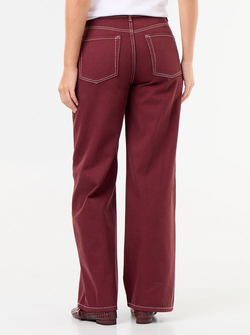 Pantalón de sarga de talle alto corte wide leg - Kiabi Pantalón de sarga de talle alto corte wide leg - Kiabi