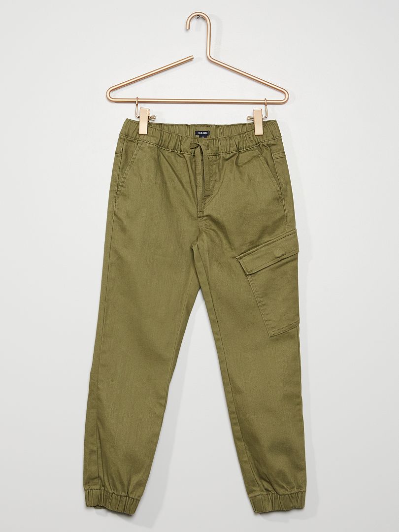 Pantalón de sarga estilo jogger verde liquen - Kiabi