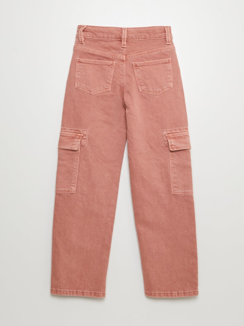 Pantalón de sarga multibolsilllos - Corte + ajustado ROSA - Kiabi