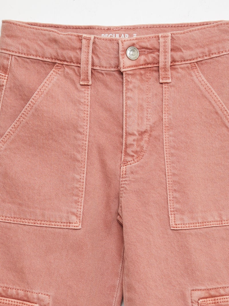 Pantalón de sarga multibolsilllos - Corte + ajustado ROSA - Kiabi