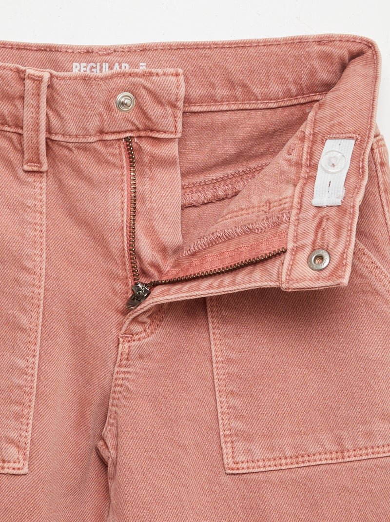 Pantalón de sarga multibolsilllos - Corte + ajustado ROSA - Kiabi