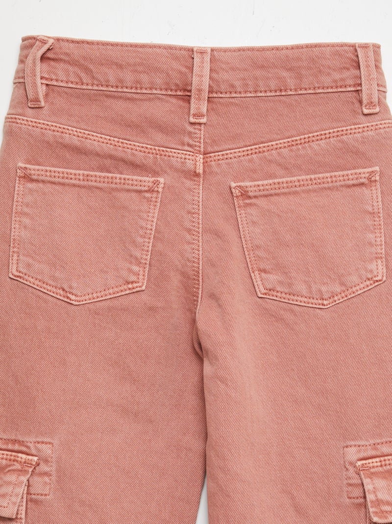 Pantalón de sarga multibolsilllos - Corte + ajustado ROSA - Kiabi