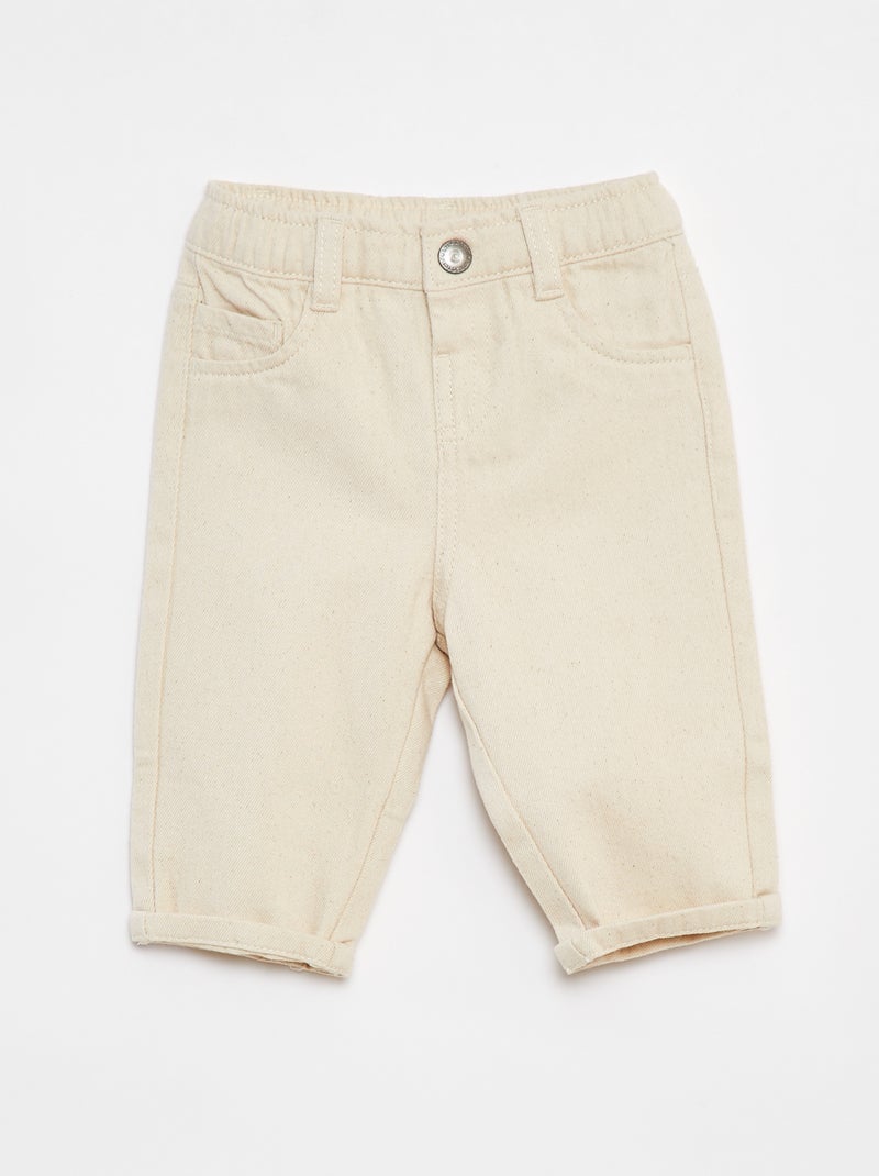 Pantalón de sarga paperbag 3/4 Blanco - Kiabi