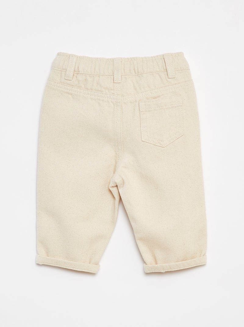 Pantalón de sarga paperbag 3/4 Blanco - Kiabi