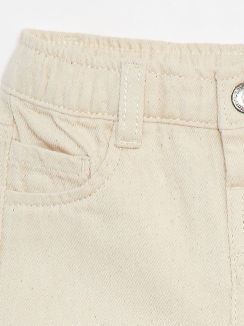 Pantalón de sarga paperbag 3/4 Blanco - Kiabi